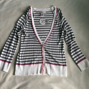 Women’s SO Cardigan Striped Gray & White Brand New with Tags Size Smalll